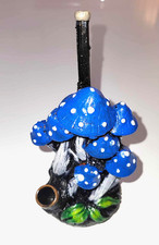 Whimsical Blue Mushrooms Tobacco Pipe - Handcrafted, 6.5 Inches picture