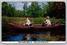 Vintage Minocqua Wisconsin Fishing Postcard by Mike Roberts Color R Card picture