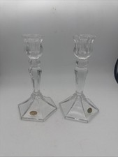 2 VTG Teleflora Tulip Fluted Candlestick Holders Made In France 7.5” picture