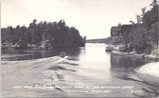 RPPC Wisconsin Dells Wisconsin Boating Scene at Romance Cliff 1940s picture