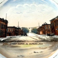 El Dorado KS KANSAS Street Scene Antique Souvenir RARE China Dish Plate picture