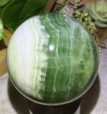 Crystal 66mm UV Reactive Green Silky Fluorite Sphere Orb Ball Globe picture