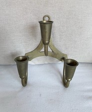 Vintage Solid Brass 3-Arm Wall Sconce Candle Holder Candelabra MCM picture