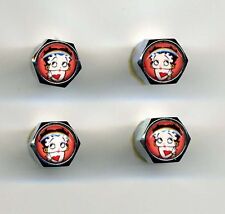 Betty Boop 4 Chrome Plated Brass Tire Valve Caps Car & Bike Featuring Betty Boop picture