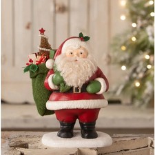 BETHANY LOWE JOLLY RETRO SANTA CLAUS VINTAGE CHRISTMAS BOTTLE BRUSH TREE TOY NIB picture