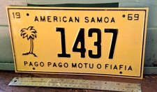 🌎 - AMERICAN SAMOA - 1969 passenger, choice condition license plate, all orig picture