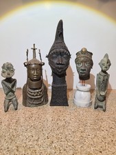 Antique Benin Bronze Oba Head Sculpture - Edo Nigeria Tribal Art - Tikar lot picture