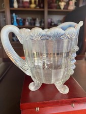 Antique Northwood Klondike Fluted Scrolls Creamer Produced From  1898 & 1903. picture
