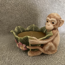Fitz & Floyd-For All Seasons-Island Palms Ceramic Pottery Monkey Candlecup picture