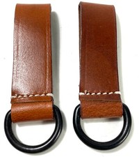 WWII GERMAN  EQUIPMENT BELT LOOP D-RING, D-RINGS -BROWN LEATHER picture