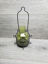 Vtg Blown Glass Green Hanging Candle Holder Art Glass Tea Candles picture