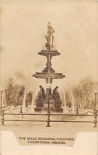 J68/ Thorntown Indiana RPPC Postcard c1910 Mills Memorial Fountain  394 picture