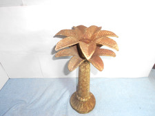 VINTAGE 14 in HEAVY CAST METAL CANDLE HOLDER 8.5 POUNDS - UNIQUE DISPLAY - XX 56 picture