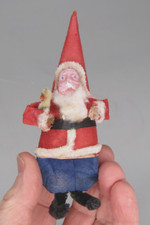 Antique VTG Clay Face SANTA Papier Mache Cotton Beard Christmas Ornament Japan picture