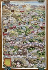 1980’s Rare Original Vintage Cottonwood AZ Cartoon Pictorial Travel Map Poster  picture
