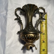 Vintage Ornate Art Nouveau Rococo Style Italian Small Antique Brass Patina Vase picture