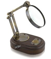 Brass Desk Magnifying Glass Adjustable Stand Vintage Magnifier Christmas Gift 5X picture