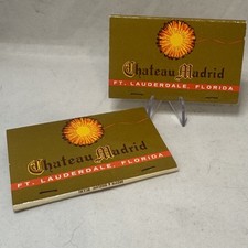 Lot Of 2 Chateau Madrid Restaurant Lounge Matchbooks Ft Lauderdale New Unstruck picture