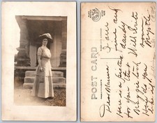 RPPC Edwardian Woman Large Hat Photo Postcard picture