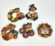 Boyds Bears Autumn/Fall Halloween Magnets Fridgewear Lot of 5 Pumpkin Corn Mums picture