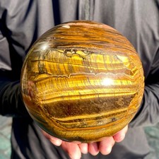 5.48LB Large Natural Tiger's Eye Ball Quartz Crystal Sphere Gem Healing Décor picture