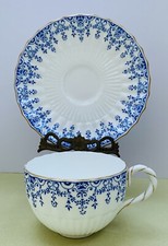 Vintage COALPORT Blue White Tea Cup w/ Saucer, w/ Gold Trim Tea England, Rare picture