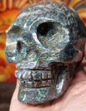 Rare Hand Carved Chunky African Turquoise Crystal Skull Carving 819g picture