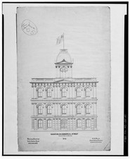 Photo:Portland Maine 1868 U.S. Customs House Elevation Commercial St HABS picture