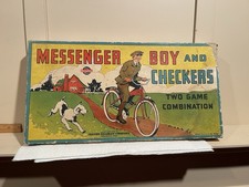 Antique 1937 Messenger Boy Litho Board Game Old Balloon Tire Bike Milton Bradley picture