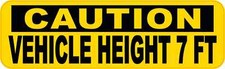 StickerTalk Caution Vehicle Height 7 Feet Vinyl Sticker, 10 inches x 3 inches picture