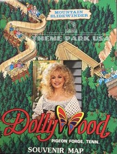 1989 DOLLYWOOD Vintage Theme Park Souvenir Map Pigeon Forge TN Dolly Parton picture
