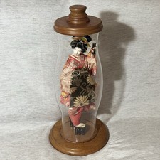 VTG Japanese Geisha Maiko Doll Silk Kimono Glass Display Case Collectible 23” picture