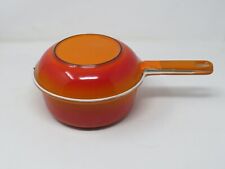 Vintage Descoware Beglium Orange Enamel Cooking Skillet With Lid  A CON 18 picture