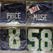 Signed Seahawks Jersey Lot - Jadarian Price and Tanner Muse - Navy Pro Style picture