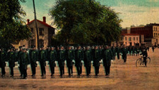 C.1907 TOLEDO, OH CITY POLICE PARADE, BICYCLE, UNITED NEWS Postcard P19 picture