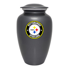 10.5'' Gray Pittsburgh Steeler Football Theme Cremation Funeral Ashes Urn w/Bag picture