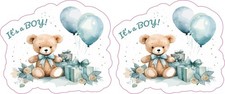 StickerTalk It's a Boy Teddy Bear Vinyl Sticker 3 Inches by 2.5 Inches picture