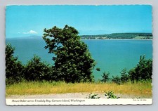 Camano Island WA Mount Baker across Utsalady Bay Ocean Landscape VTG Postcard picture