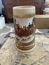 Budweiser Beer Stein Clydesdale Horses Mug in Made Brazil Silver Horseshoe picture