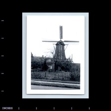 Old Vintage Photo STREET SCENE WINDMILL AND BUILDING picture