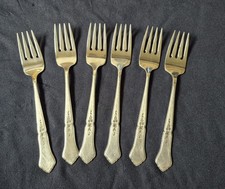 6 Oneida Stainless Flatware Morning Blossom Pattern Salad Forks Burnished  picture