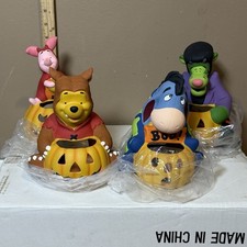 Vtg Disney Direct Candle Holder Winnie The Pooh Halloween Set Piglet Eeyore RARE picture