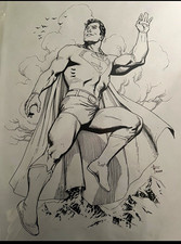 Gary Frank A3 Superman Original Comic Art Pencil/Ink  Lake Como Hard to get picture
