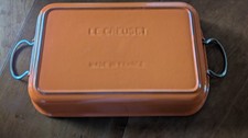 Gorgeous, vintage Le Creuset lasagna pan with bail handles. picture