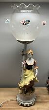 Vintage Italian Capodimonte porcelain figurine Lady Woman figural lamp Globe picture