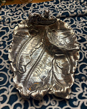 Arthur Court 2003 Tiger Cubs Leaf Serving Dish Safari Collection Cast Aluminum picture