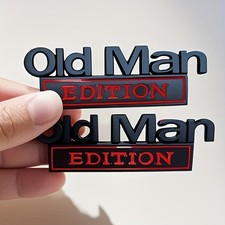 2pcs Metal Old Man Edition Emblem 3D Badge for Universal Car TruTL Chrome BlaCW picture
