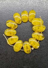 Vintage Faux Amber Bakelite Catalin Style Yellow Marbled Oval Loose Beads 35.1g picture