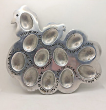 Vintage Pewter Hen Chicken Deviled Boiled Egg Tray - Humorous York Metal 1976 picture