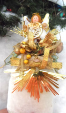 Vintage Christmas Ornament - VICTORIAN STYLE - ANGEL  ATOP STUFFED FLORAL - 7